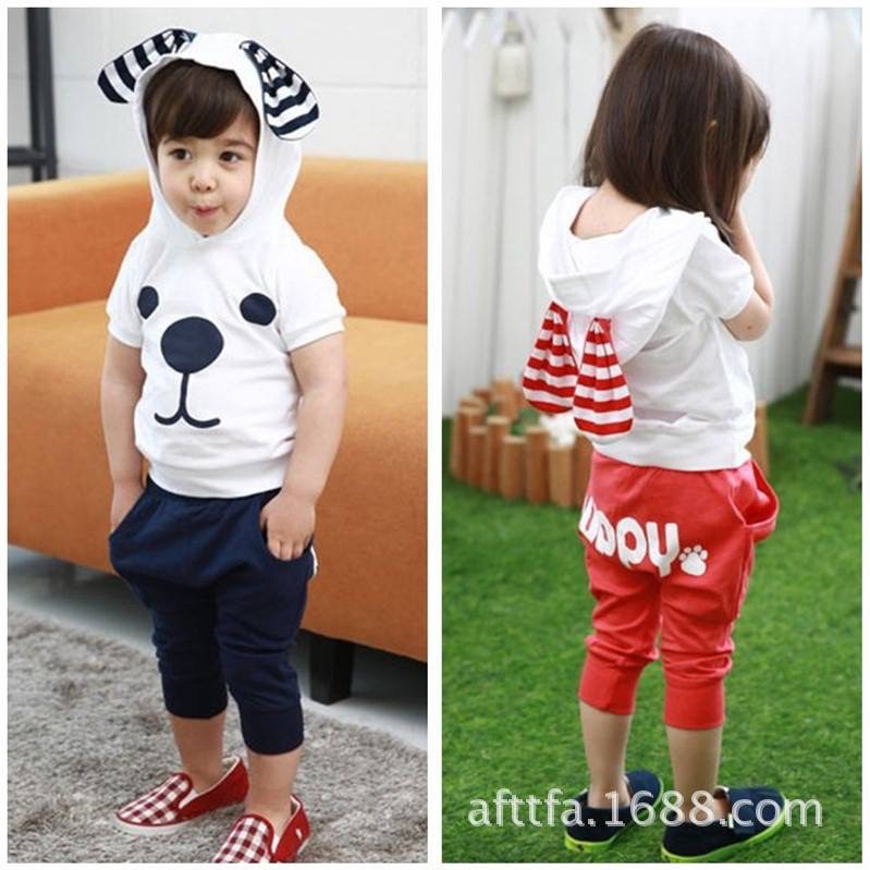 b144-ชุดเซ็ทหนูน้อยน่ารัก-เสื้อมีฮู้ดผ้ายืดใส่สบายน่ารักมากค่ะ