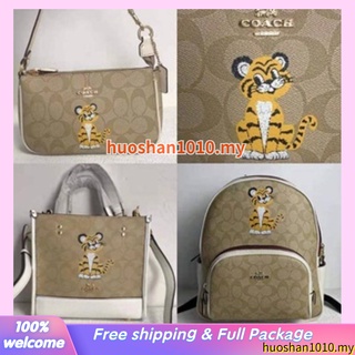 Outlet ส่วนลด🌈 Coach new c7699 C7001 C7317 กระเป๋าถือผู้หญิง Tiger กระเป๋าสะพายไหล่คู่