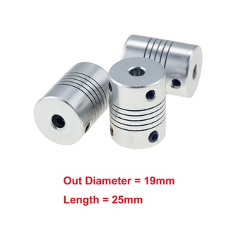 D19l25 ข้อต่อเพลามอเตอร์ CNC อลูมิเนียม 5x8 มม. 5 มม. เป็น 8 มม. OD 19x25 มม. 3 4 5 6 6.35 7 8 10 มม.