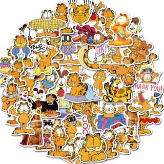 สติ๊กเกอร์การ์ตูน Garfield 50 ชิ้นสําหรับตกแต่งกระเป๋าเดินทางแล็ปท็อปสเก็ตบอร์ดจักรยาน