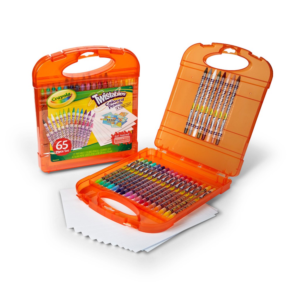 crayola-ชุดสีไม้หมุนได้พร้อมกระดาษในกล่องพลาสติกแบบพกพา
