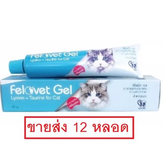 [ขายส่ง 12 หลอด] Felovet Gel เจลอาหารเสริมบำรุงร่างกายแมว เสริมภูมิ (50g/หลอด)