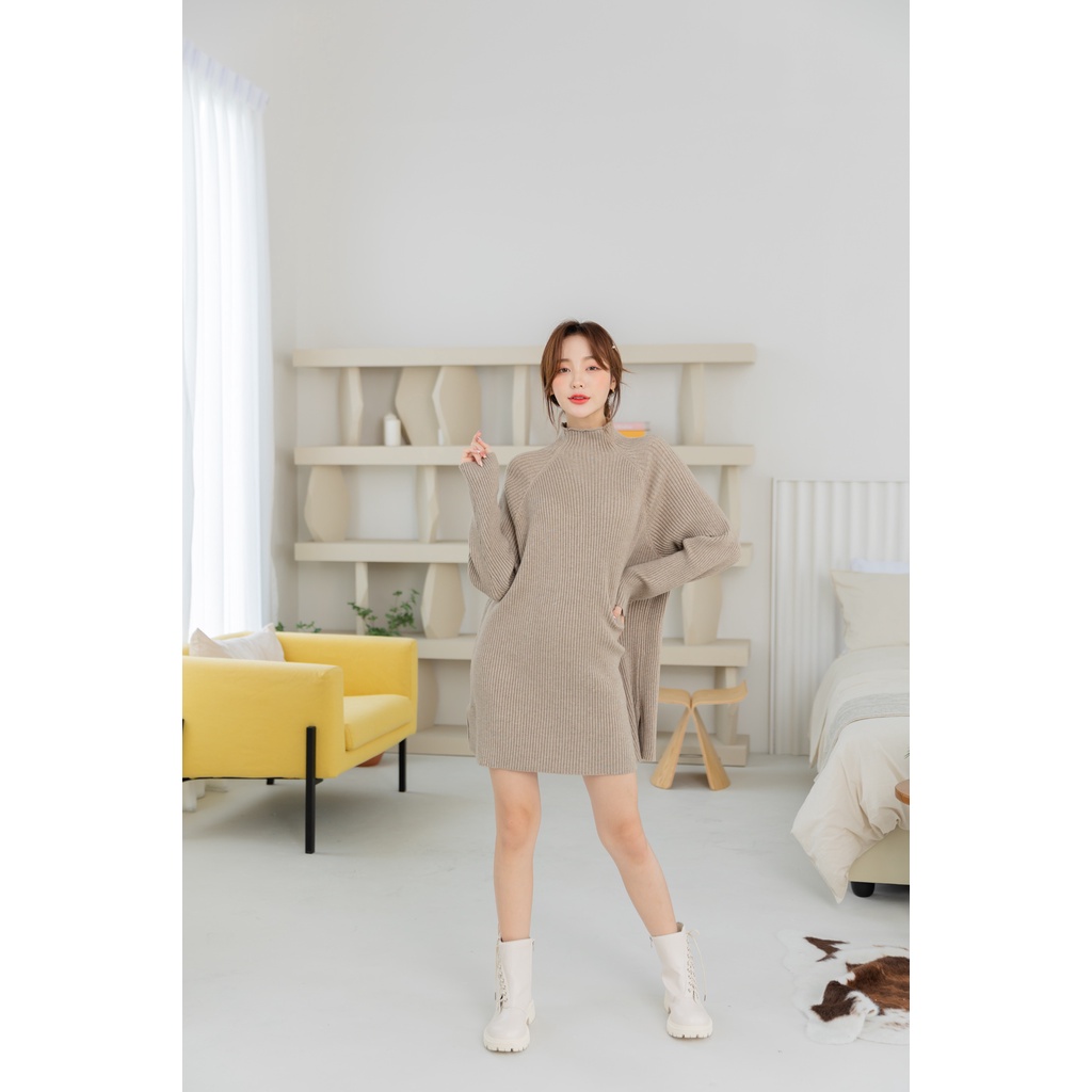 bread-minidress-มินิเดรสรุ่นขนมปัง-สีกากี-preorder