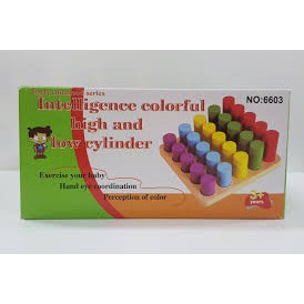 บล็อคไม้เรียงลำดับ-ฝึกมัดเล็ก-ตำแหน่ง-สี-การเรียงลำดับ-intelligence-colorful-high-and-low-cylinder
