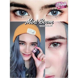 💟 Wink lens mini Boom brown gray Contactlens  บิ๊กอาย คอนแทคเลนส์ ราคาถูก แถมตลับฟรี