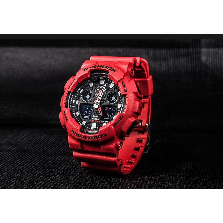 นาฬิกา-g-shock-แท้-casio-g-shock-แดงแฟชั่นกีฬาผู้ชายนาฬิกา-ga-100b-4a