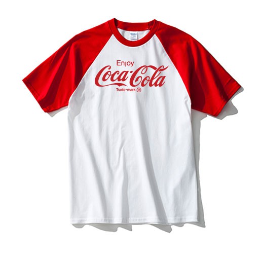 เสื้อยืด-แขนแดง-น้ำอัดลม-แฟชั่น-สตรีท-coke-coca-cola-เสื้อ-gildan-นำเข้าจากต่างประเทศ