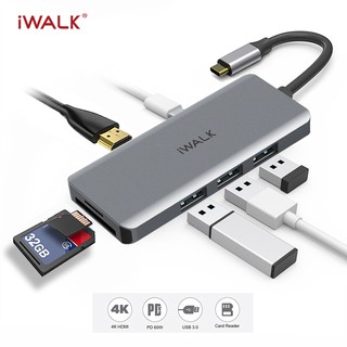 ภาพหน้าปกสินค้าiWALK 7-in-1 Type C Hub อุปกรณ์แปลงสัญญาณ Type C แบบ 7 in 1 to HDMI+USB 3.0*3+PD ที่เกี่ยวข้อง
