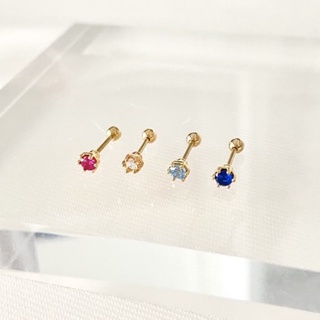 [code: U869L ลด45.- ช้อปขั้นต่ำ300.-] จิวหู Gold Hex piercing (stainless steel โดนน้ำได้ค่า)