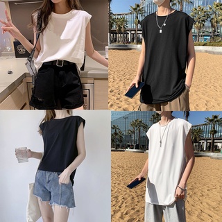 เสื้อแขนกุด โอเวอร์ไซส์  Cotton 100% ใส่ได้ทั้งหญิง-ชาย Earth-tone Oversized / Free size (คอกลม แขนกุด)