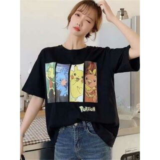 เสื้อยืดผ้าเด้ง oversize ลาย Pokemon