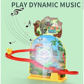 ของเล่นไดโนเสาร์ วิ่งสไลด์ แอดเวนเจอร์ DINOSAUR Slide ไฟ 3D หลากสี เสียงดนตรี ใส่ถ่าน ขนาด 20×30 ซม. พร้อมอุปกรณ์ประกอบ