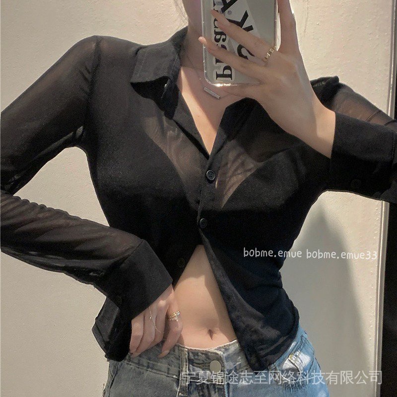 nini-new-season-new-lapel-long-sleeved-retro-shirt-single-breasted-sunscreen-shirt-perspective-mesh-summer-shirt-top-female-design