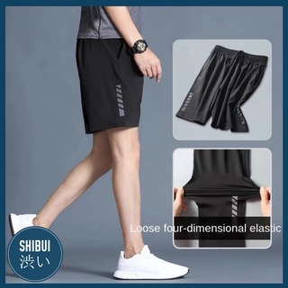 SHIBUITH กางเกงขาสั้น สีดำ ผ้ายืดหยุ่นได้ ใส่สบาย กางเกงใส่วิ่ง เหมาะสำหรับใส่พักผ่อนอยู่บ้าน มีถึง 5XL