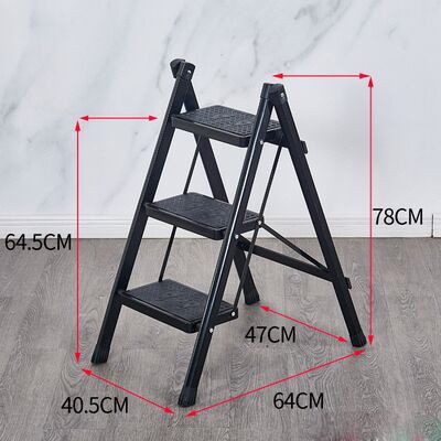 บันไดบ้านพับบันไดสตูล-multi-functional-บันไดเลื่อนหนาท่อเหล็กเหยียบในร่มบันไดก้างปลาสามขั้นตอนบันไดบันไดขนาดเล็ก