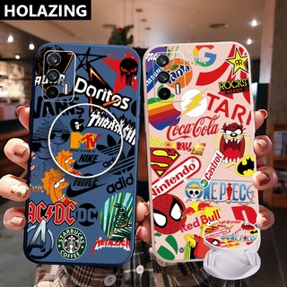 เคสป้องกันโทรศัพท์มือถือ ขอบสี่เหลี่ยม พร้อมแหวนขาตั้ง สําหรับ OPPO A16 A94 A53 A15 A12 AX7 A52 A72 A92 A74 A54 5G