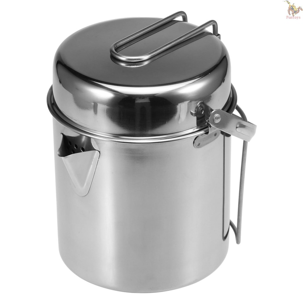 ภาพหน้าปกสินค้าFUTO 1L Stainless Steel Cooking Kettle Portable Outdoor Camping Backpacking Pot with Foldable Handle