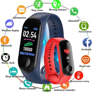 smart band นาฬิกาอัจฉริยะ หน้าจอสี เครื่องนับก้าวบลูทูธสายรัดข้อมือออกกำลังกาย สำหรับ Android และ IOS