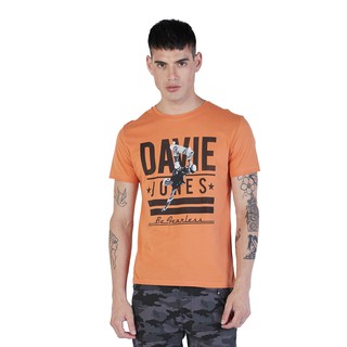 เสื้อยืดใหม่ 2022DAVIE JONES เสื้อยืดพิมพ์ลาย สีส้ม Graphic Print T-Shirt in orange TB0142ORL XL  XXL 3XL