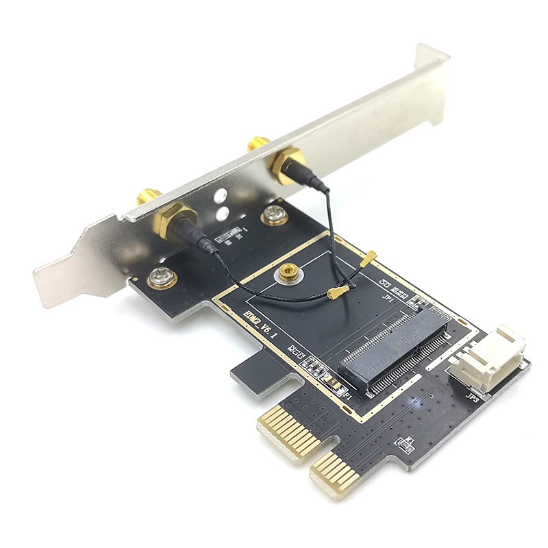 ngff-m2-การ์ดอะแดปเตอร์แปลงบลูทูธไร้สาย-เป็น-pci-e-pcie-พร้อมเสาอากาศ-2-ac-สําหรับ-intel-ax200-9260ac-8265ngw