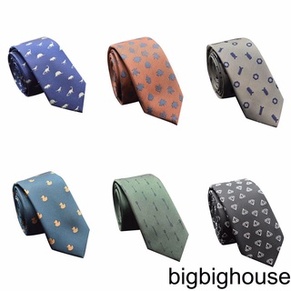 [Biho] Cartoon Design Holiday Party Casual Men Ties Polyester Silk Narrow Type Boys Necktie Accessories