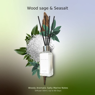 ก้านหอม ปรับอากาศ Diffuser กลิ่น Wood Sage &amp; SeaSalt 50ml ฟรี!! ก้านไม้กระจายกลิ่น (ไม่มีกล่อง) (no box)