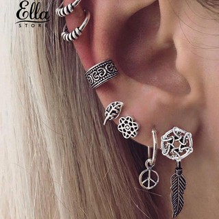 7Pcs / ชุด Dream Catcher Leaf Ear Cuff Stud Earrings ผู้หญิงวินเทจ