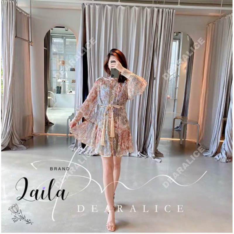 laila-dressงานผ้าไหมชีฟองปริ้นลายดอกไม้