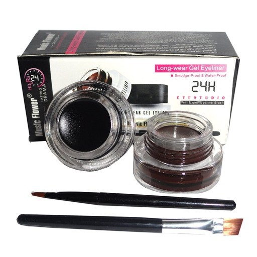 ภาพสินค้าเจลเขียนคิ้ว เจลอายไลเนอร์ Music Flower 24 Hours Longwear Gel Eyeliner M1007 1กล่อง มี2ตลับ สีดำและสีน้ำตาล กันน้ำ 24ชม. จากร้าน novo_mall บน Shopee ภาพที่ 9