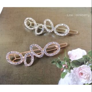 ภาพย่อรูปภาพสินค้าแรกของสี​rose​​ gold, silver  วิ๊งค์สุดด กิ๊บทรงรีประดับเพชรละเอียด