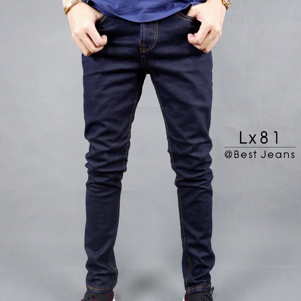 best-jeans-กางเกงยีนส์ขายาว-ยีนส์เข้ม-กระบอกเล็กกึ่งเดฟ-รุ่น-lx81