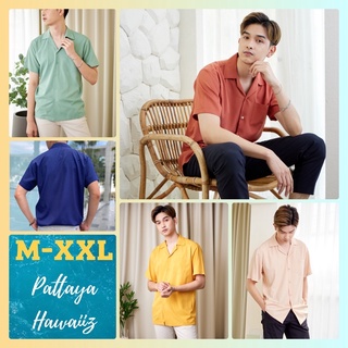 🚚ส่งJ&T เสื้อเชิ้ตสีพื้น แขนสั้น มีไซส์M-XXL มีกระเป๋า[Pattaya Hawaiiz] เสื้อฮาวาย [เชิ้ต]