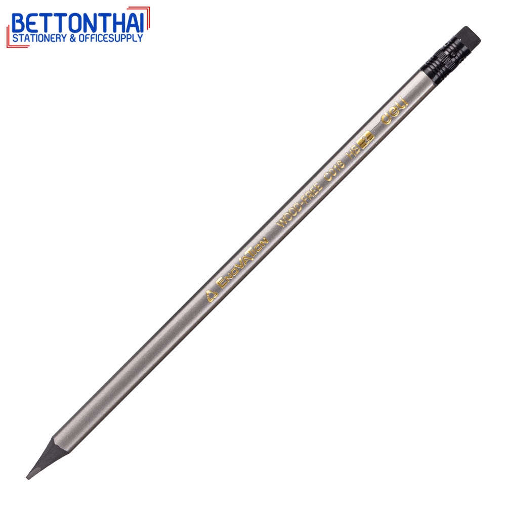 deli-c018-hb-wood-free-pencil-ดินสอไม้-hb-ทรงสามเหลี่ยม-แพ็ค-12-แท่ง-ดินสอ-เครื่องเขียน-อุปกรณ์การเรียน-ดินสอhb-school