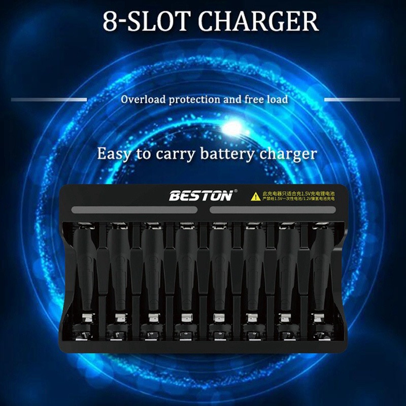 beston-ที่ชาร์จถ่าน-li-ion-1-5v-8ช่อง-ถ่านชาร์จลิเธียม-ถ่านลิเธียม-แบตลิเธียม-แบตเตอรี่ลิเธียม