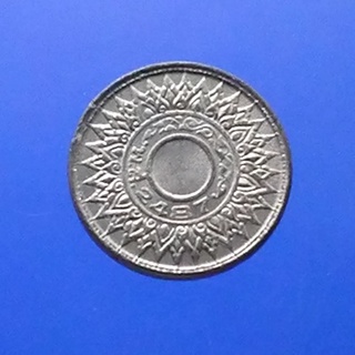 เหรียญ 1 สตางค์ สต.ดีบุก ไม่มีรู ปี 2487(เลข 1 อารบิค) รัชกาลที่8 ร.8 ไม่ผ่านใช้