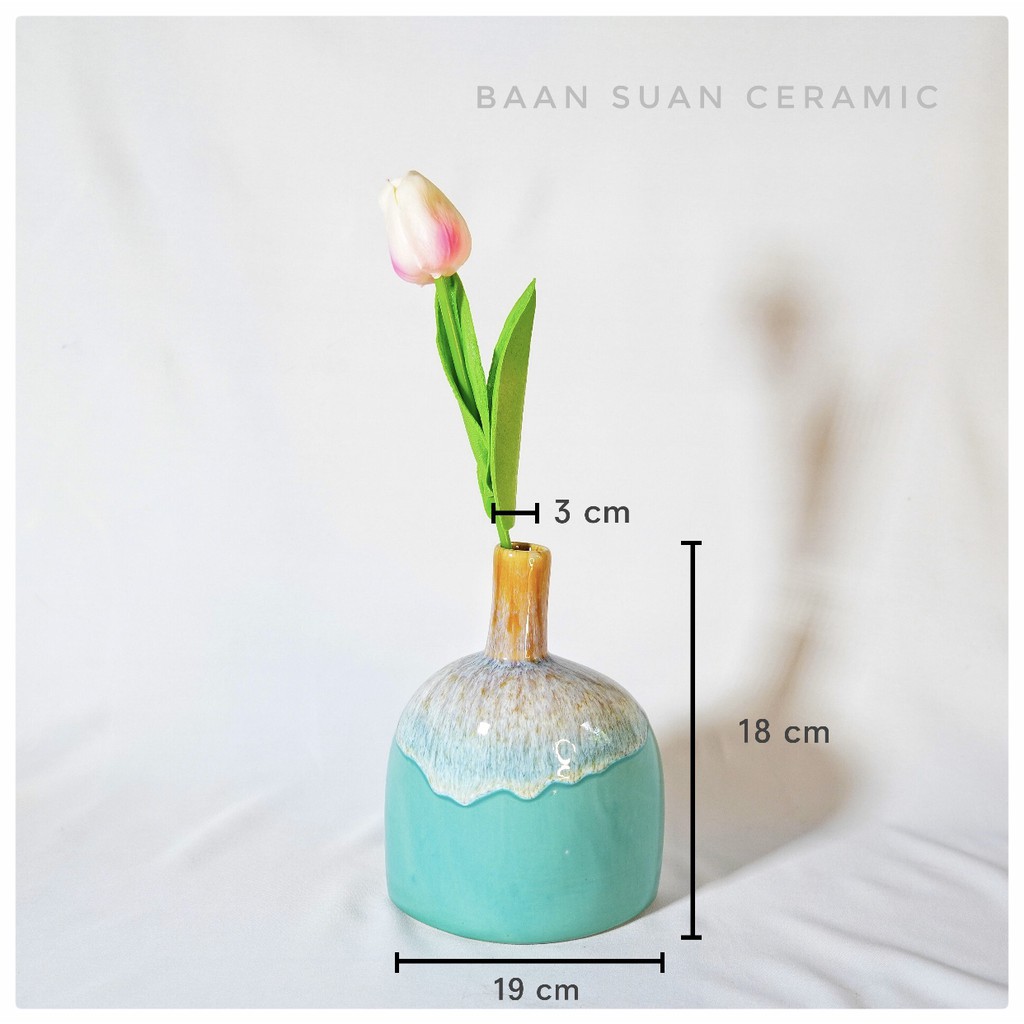 baansuan-ceramic-แจกันเซรามิก-ทรงขวดปากแคบเหมาะสำหรับดอกไม้ก้านยาว-ใช้ตกแต่งบ้าน-ขนาด-3x19x18-cm