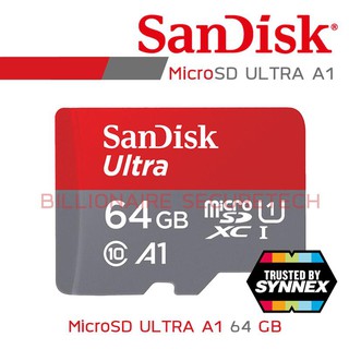 SANDISK ULTRA A1 MicroSD Card SDSQUAR_064G_GN6MA : 64 GB (BY SYNNEX) Class 10