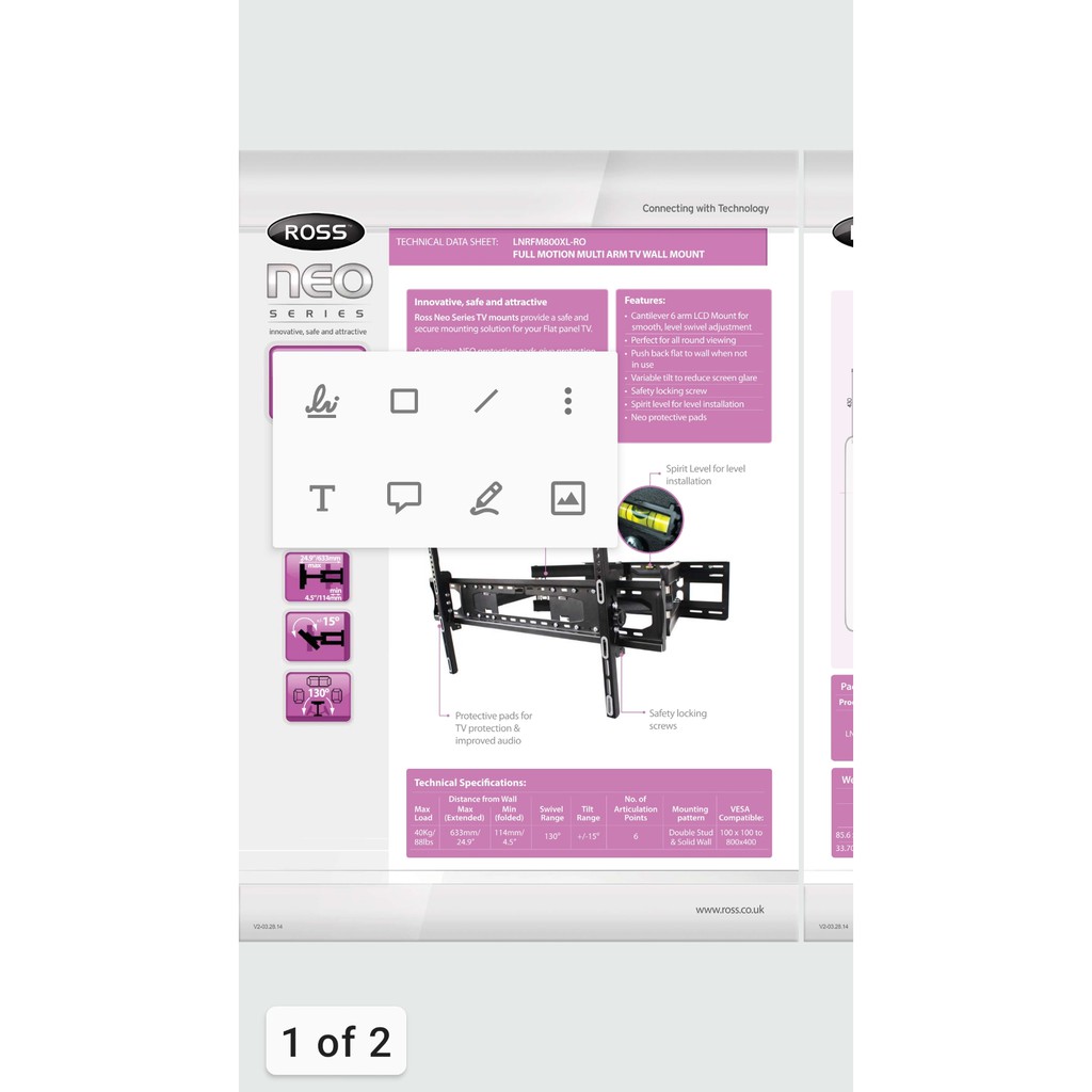 ขาทีวีแบบติดผนังเคลื่อนไหวจอได้-lnrfm-800xl-ro-รองรับทีวีทุกยี่ห้อ-42-ถึง-72-นิ้ว