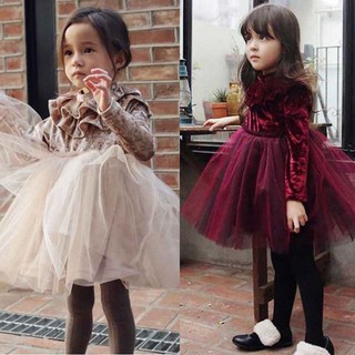 **โค้ด CBKIDS30 ลด 30%**AYH-ชุดเจ้าหญิงสำหรับเด็กผู้หญิงชุดกำมะหยี่ขนแกะชุด Ruffle Tulle Tutu Dress