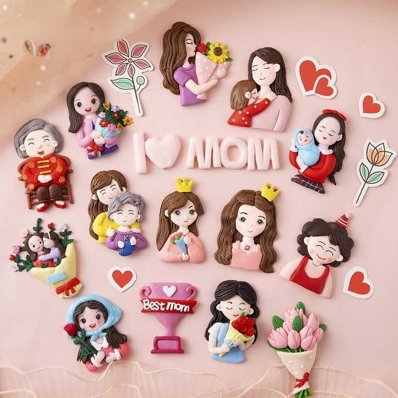 ฟิกเกอร์-รูปแม่ถือลูกชาย-สําหรับตกแต่งเค้กวันเกิด