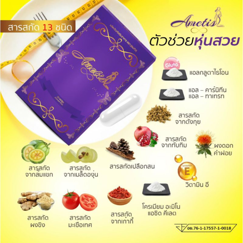 โปรโมชั่น-อเมทิส-ametis-แพ็คเกจใหม่-ขนาด-30-แคปซูล-1-3-กล่อง-ตัวเลือกสินค้า-ด้านในค่ะ