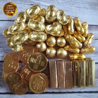 ช้อคโกแลตทองแต่งหน้าเค้ก ช็อกโกแลตเหรียญ ก้อนทอง คละแบบในแพ็ค (500 -1000กรัม)