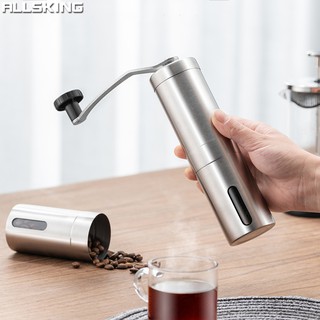 Allsking ที่บดกาแฟมือหมุน อุปกรณ์บดแตนเลส สำหรับเมล็ดบดกาแฟ ที่บดกาแฟ เครื่องบดกาแฟ เครื่องป่นเซรามิก แบบมือหมุน
