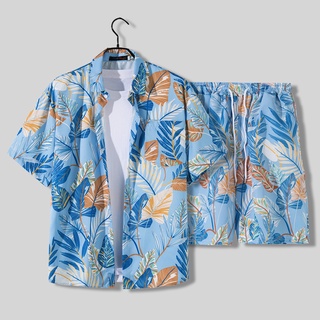 ภาพขนาดย่อของภาพหน้าปกสินค้าชุดเสื้อเชิ้ต กางเกงขายาว แขนห้าส่วน ทรงหลวม ลายดอกไม้ เหมาะกับเดินชายหาด สไตล์ฮาวาย สําหรับผู้ชาย จากร้าน mujianfushi.th บน Shopee