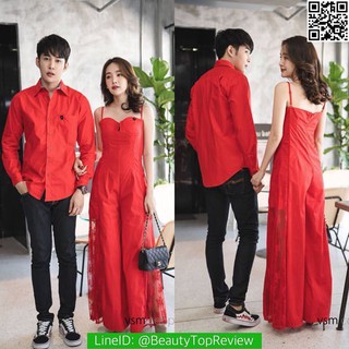 VSM1866 ชุดเซ็ทคู่รัก เสื้อผู้ชาย+เดรสผู้หญิง สีแดง งานจาก VSM COUPLE แท้