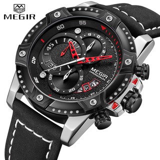 Megir 2130 นาฬิกาข้อมือควอตซ์แฟชั่น สายหนัง กันน้ํา สําหรับบุรุษ 3 บาร์