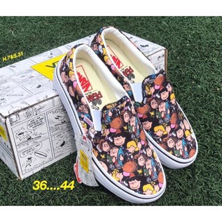 รองเท้า V*ANS Slip On x Peanuts The Gang/Black (แถมกล่อง)