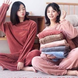 [ ชุดนอน ] แขนยาว ชุดนอนนาโน ชุดนอนเกาหลี ชุดนอนสตรี หนานุ่มสีพื้น หลากสีใส่สบาย