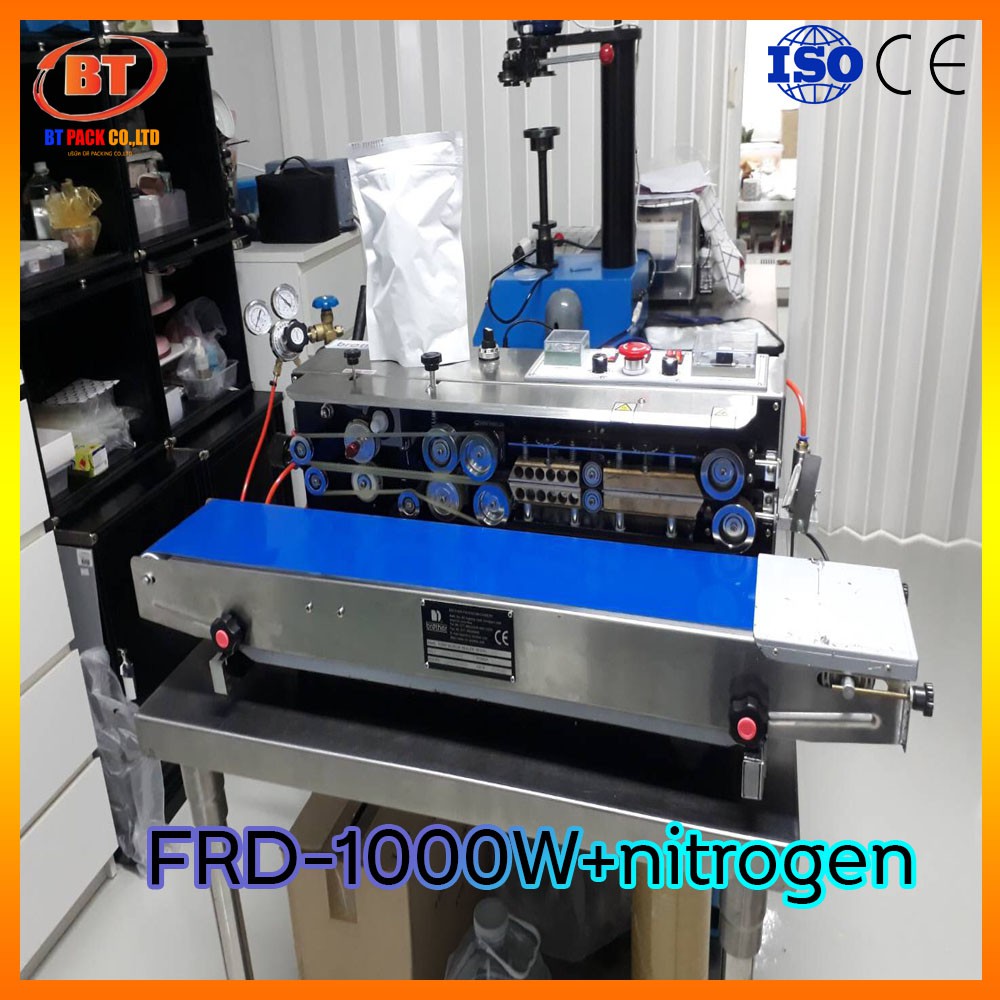 เครื่องซีลสายพานมีเครื่องพิมพ์ในตัวเติมไนโตรเจน-frd-1000w-nitrogen