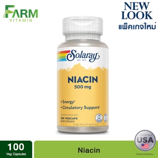 Solaray, Niacin, 500 mg, 100 VegCaps, วิตามิน B3